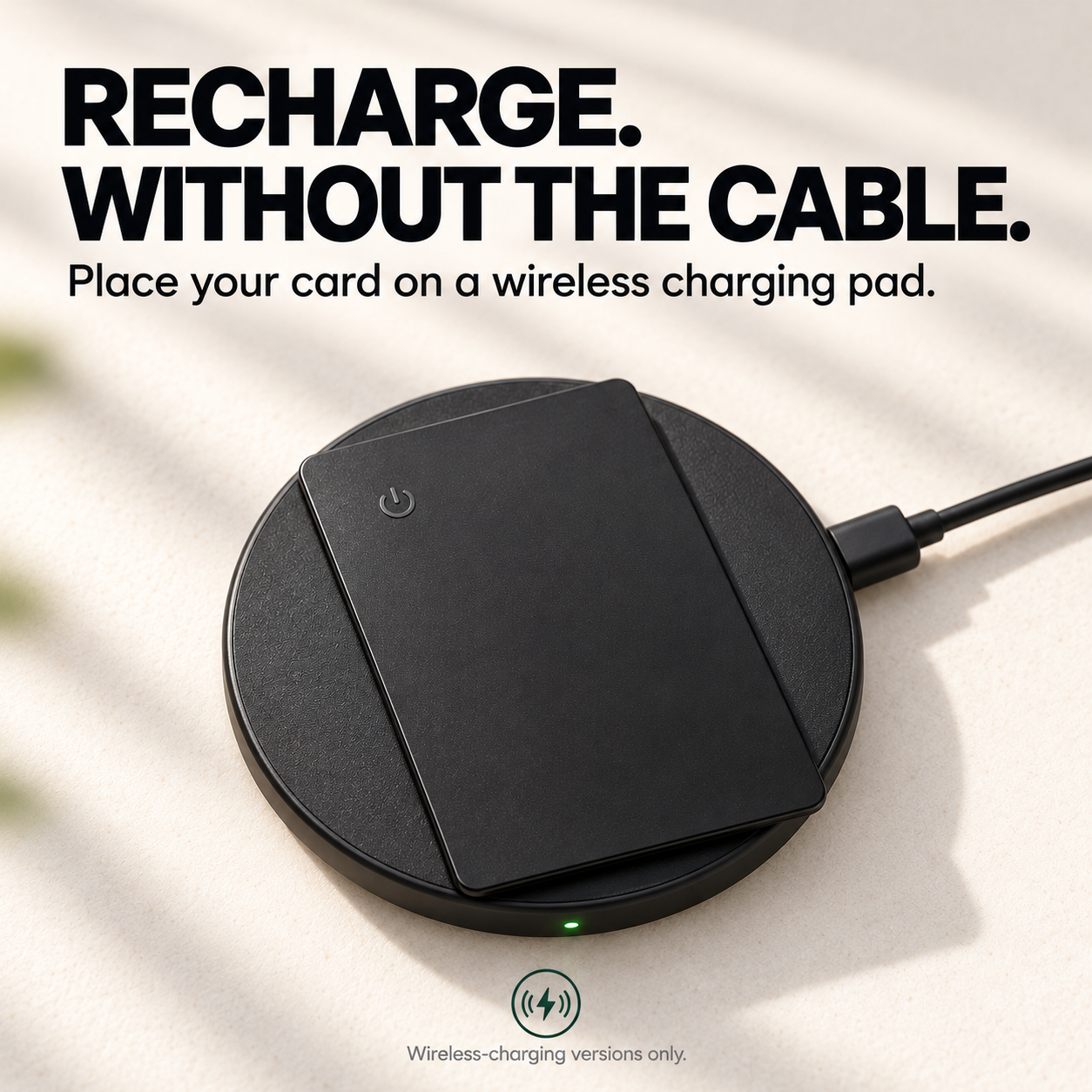 Slim Tracking Card — Black / iPhone + Android · Built-in battery