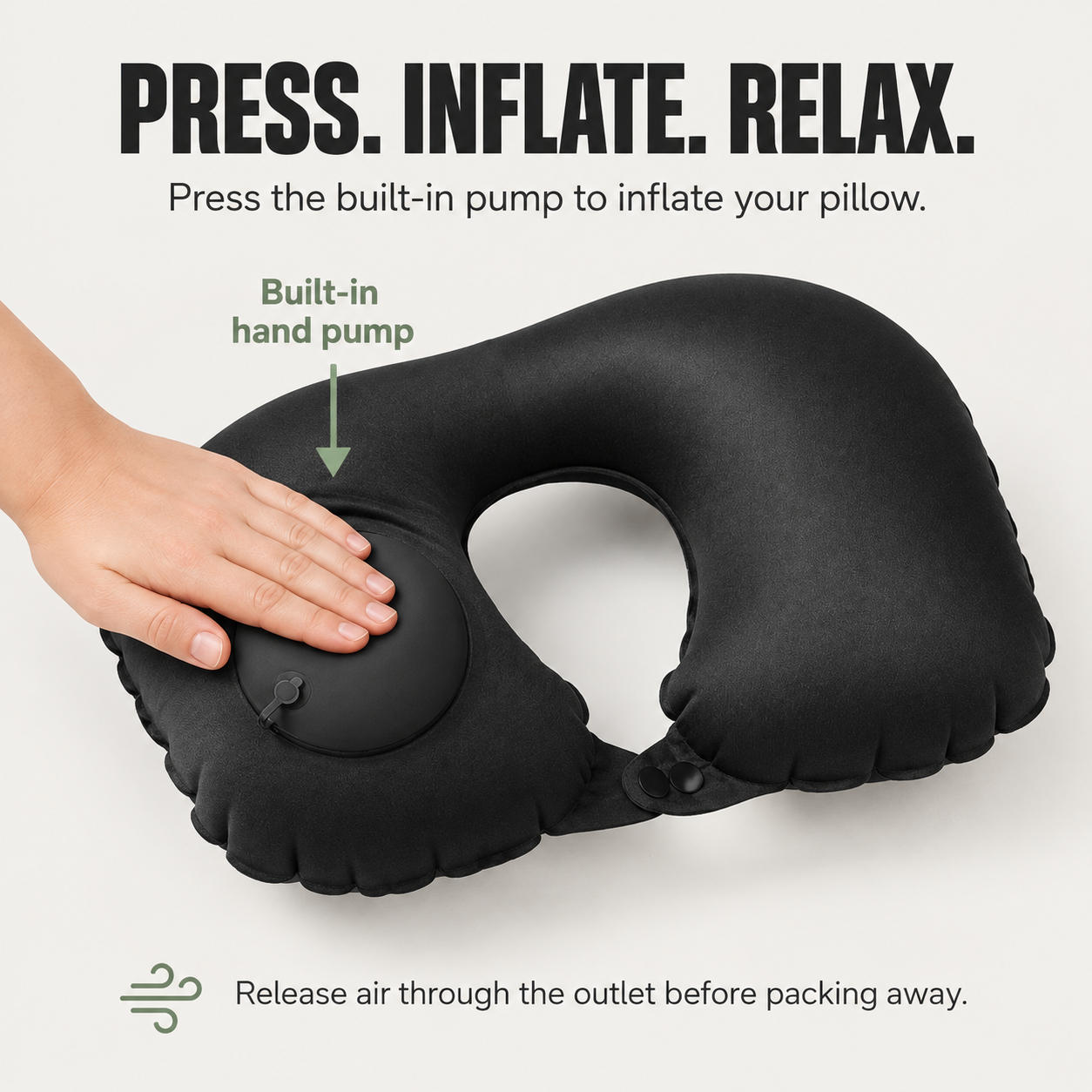 Press. Adjust. Pack away.