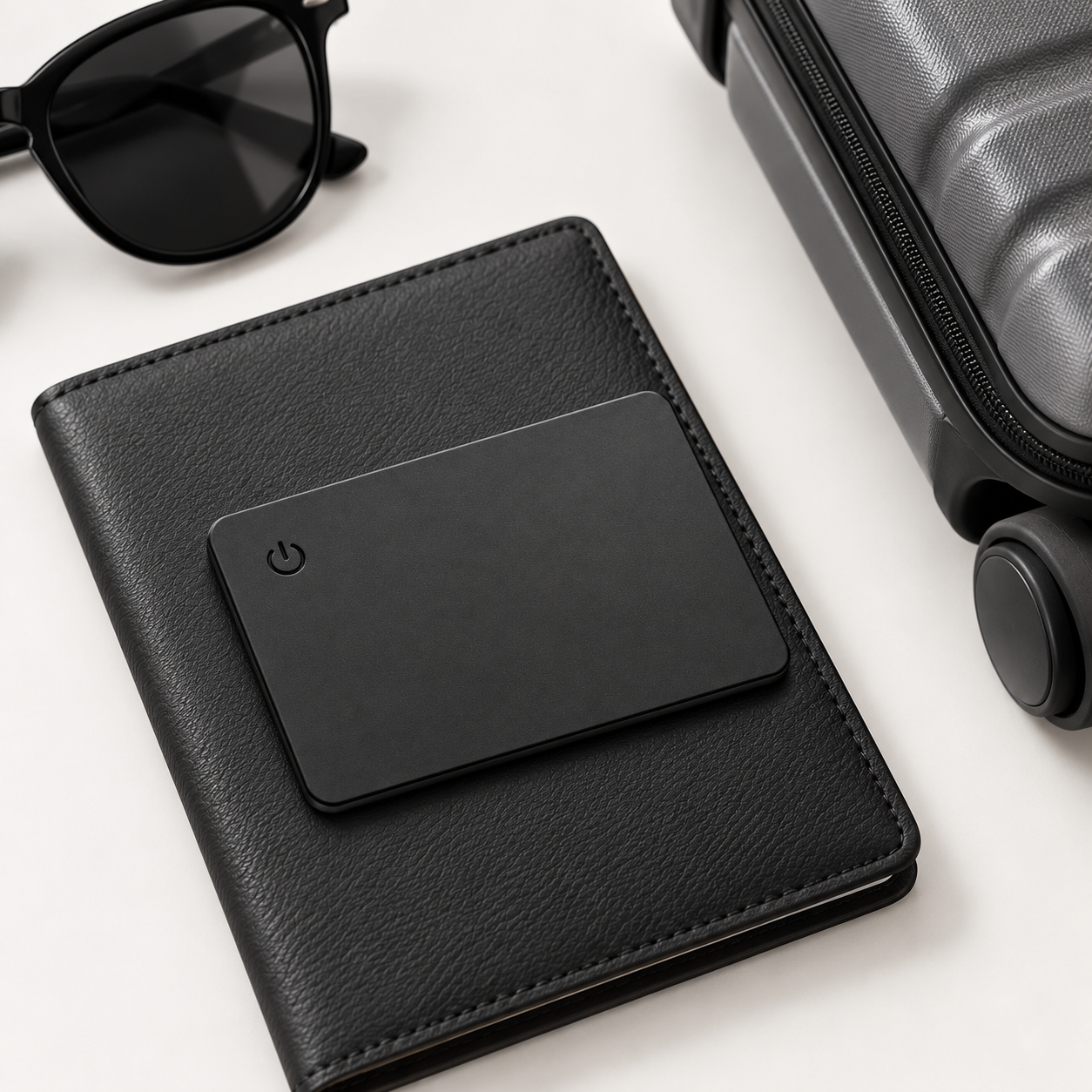 Slim Tracking Card — Black / iPhone + Android · Built-in battery