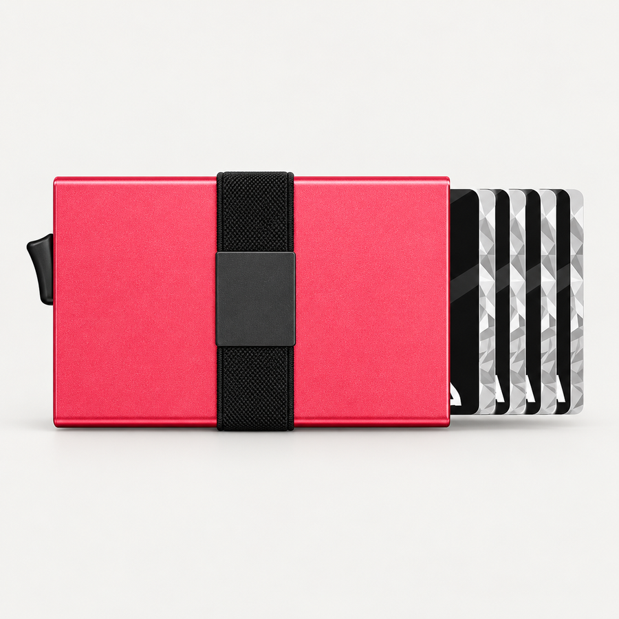Slim Aluminum Card Wallet — Red