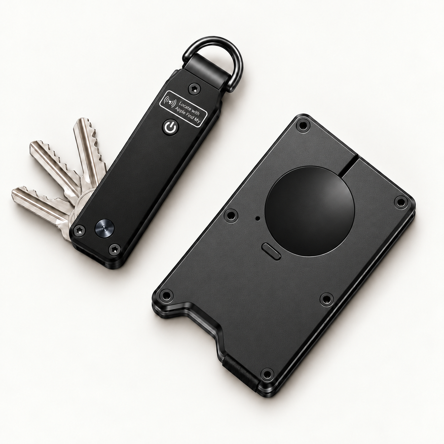 Everyday Duo — Trackable Wallet + Keys — Black / Black