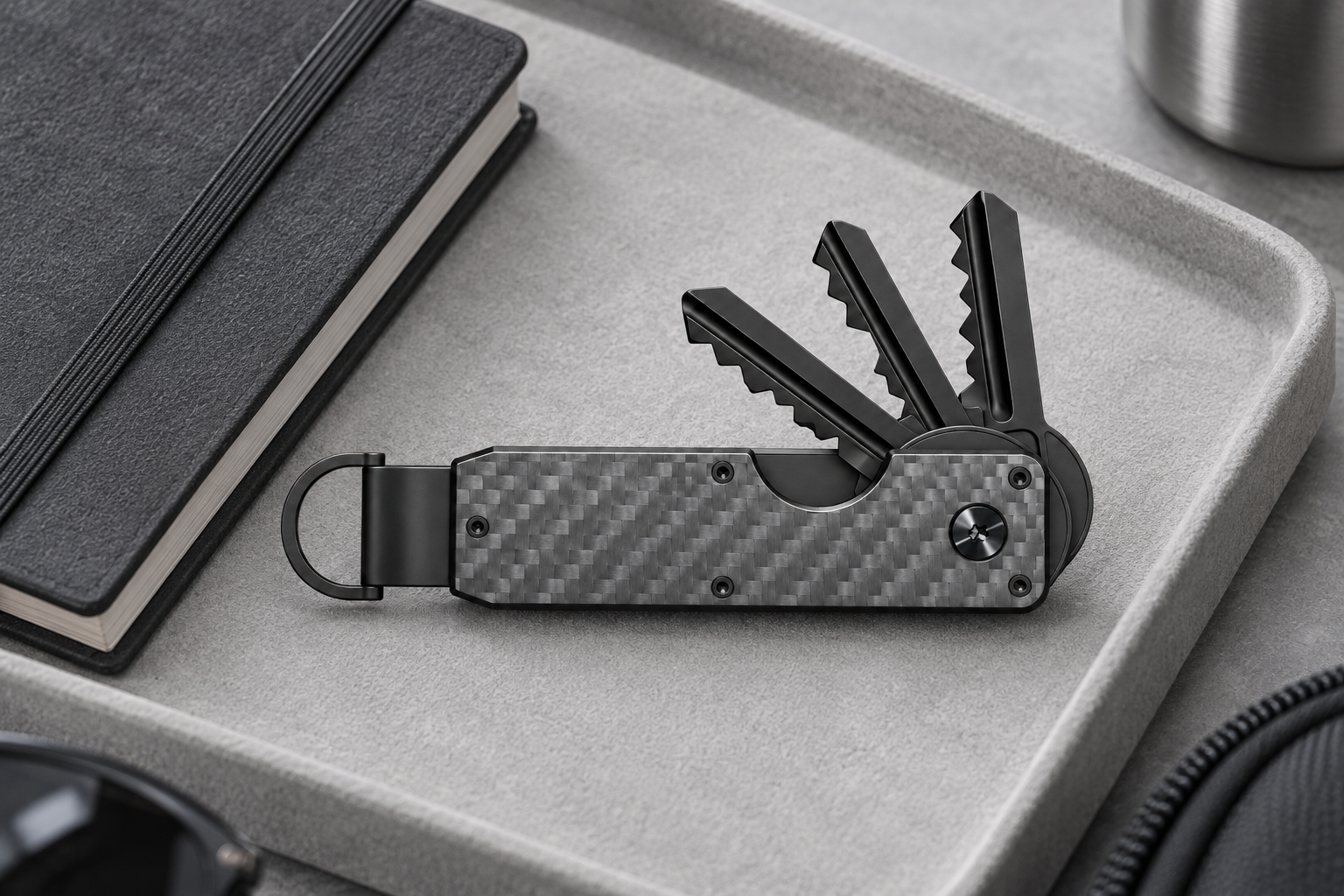 classic keys in a travel setting; black finish shown
